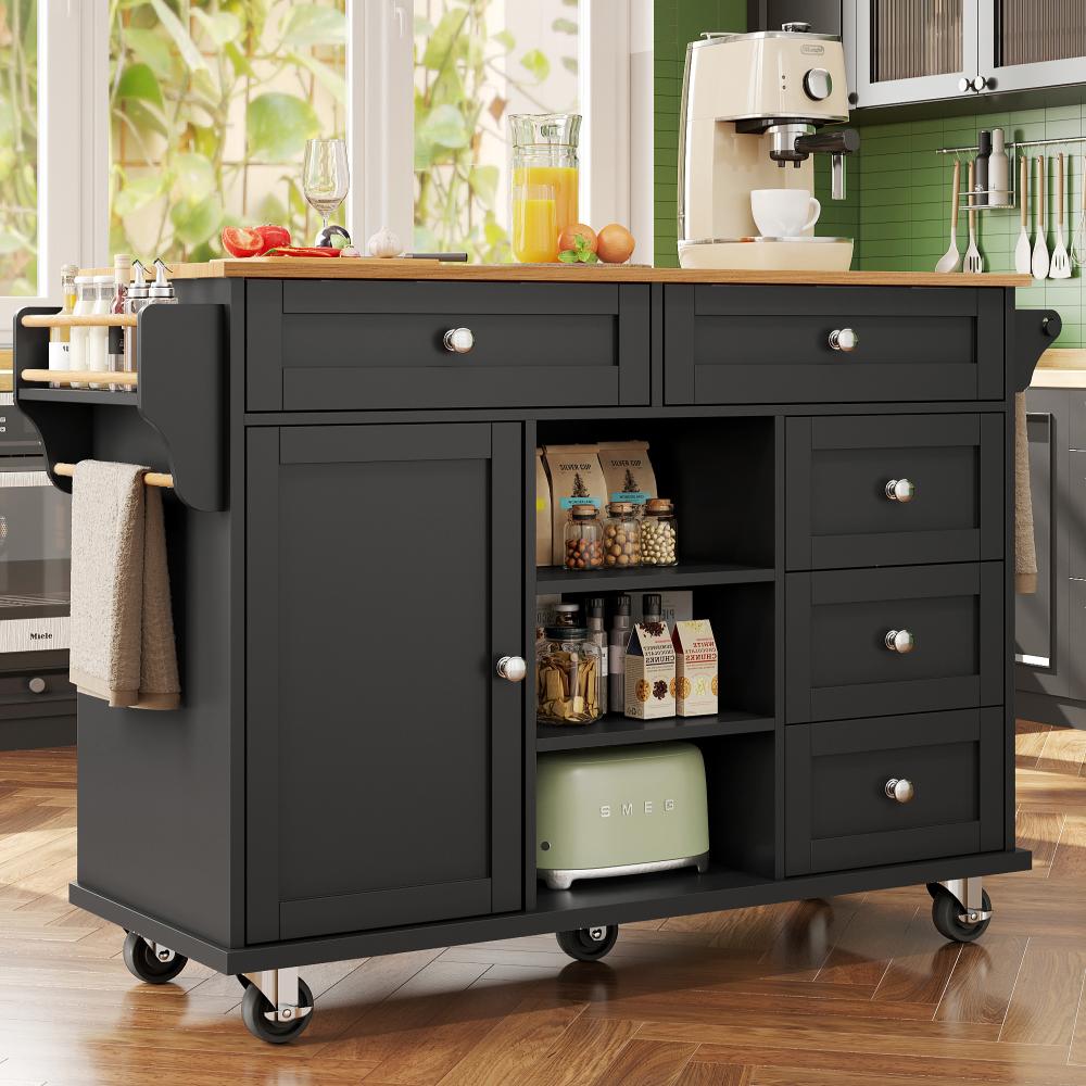 Nowoczesny wózek kuchenny 134x46x92 cm Wielofunkcyjny mobilny i stały
