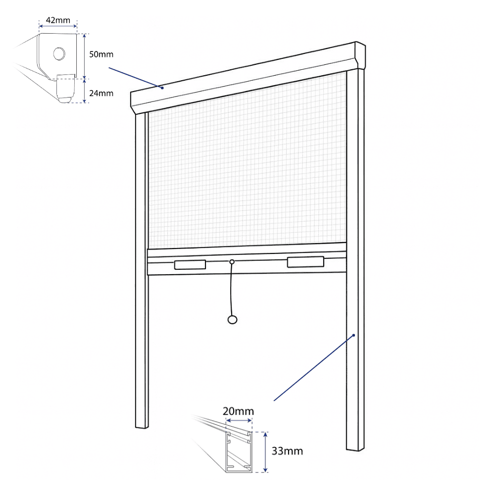 Moustiquaire 160x150 cm à enroulement vertical pour fenêtre alu blanc – Eco – AVOSDIM - 7