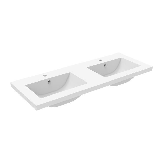 Aica vasque double Résine de synthèse blanc l.120 x P.46.5 cm vasque à encastrer