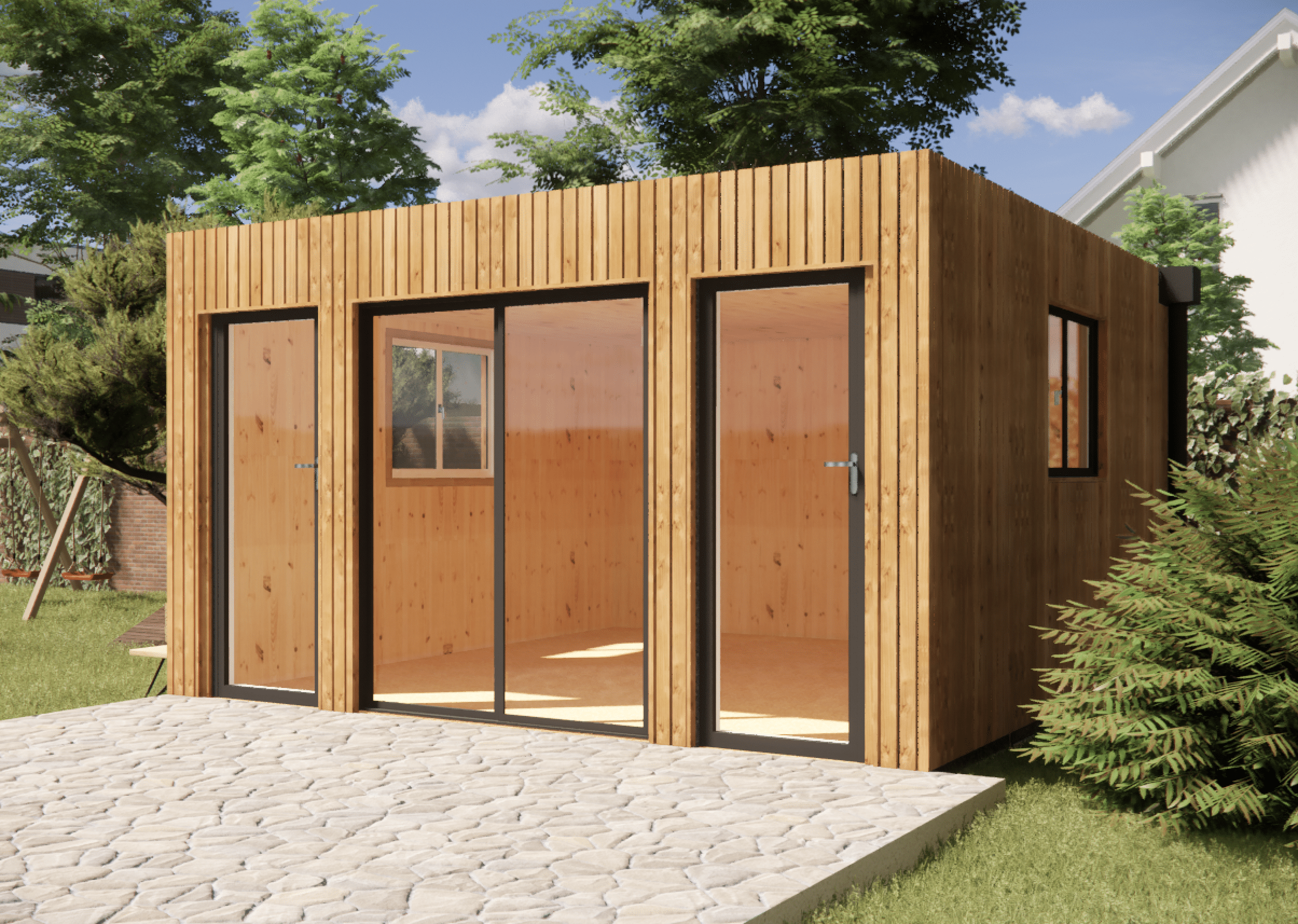 Extension maison en bois en bois 4,4 x 4,6 x 2,7 m avec plancher isolé - 6