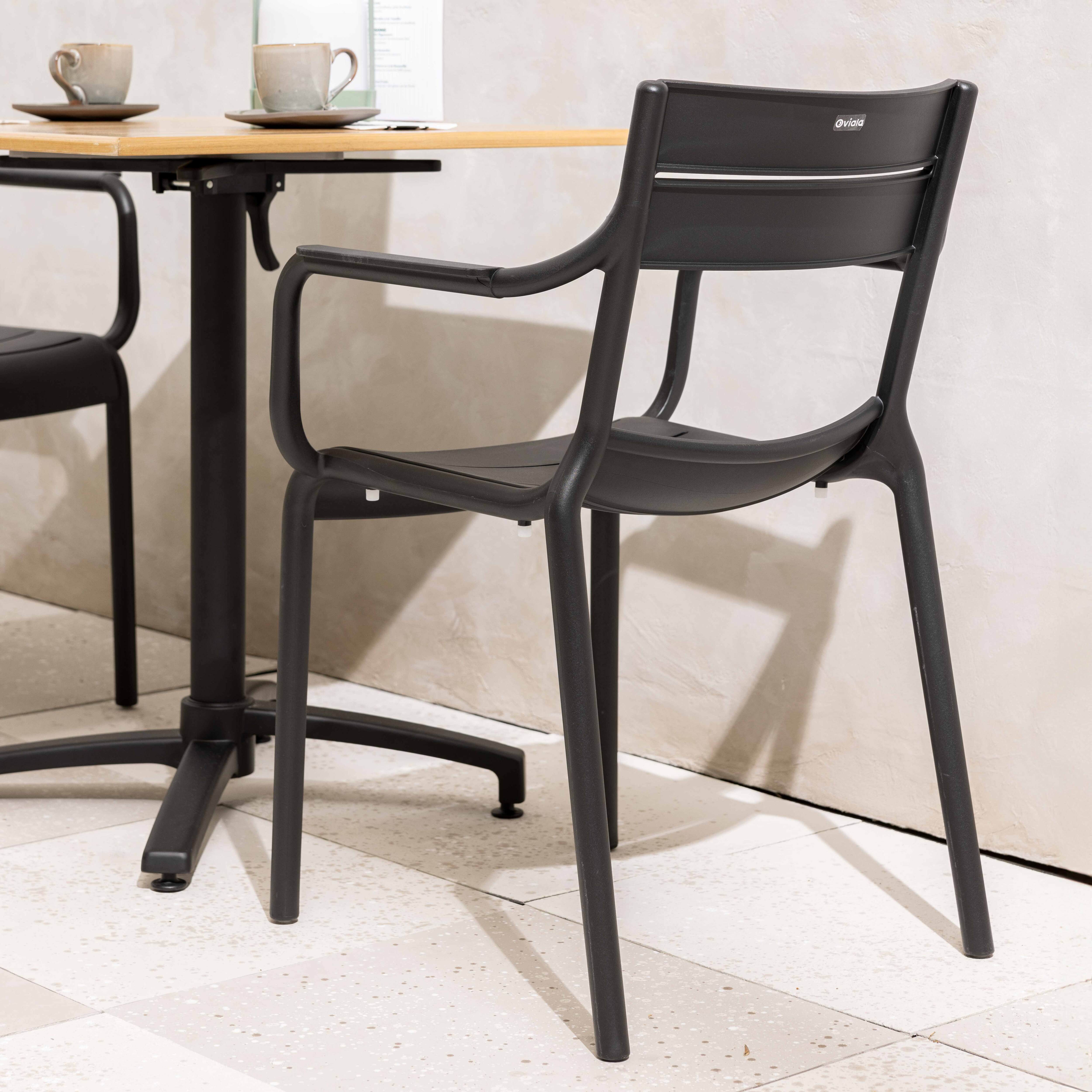 Lot de 4 fauteuils de terrasse en plastique noir - 3