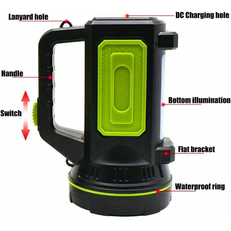 Torcia LED ricaricabile USB con luce laterale, torcia di emergenza impermeabile - 8