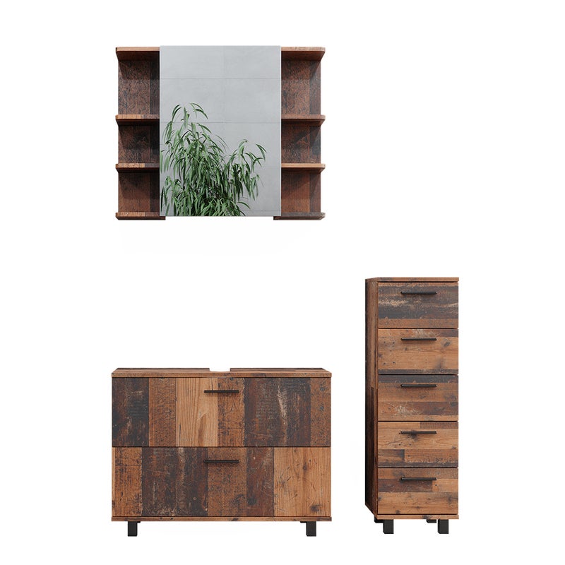 Vicco Zestaw mebli łazienkowych Ilias, Rustykalny dąb, 3 części