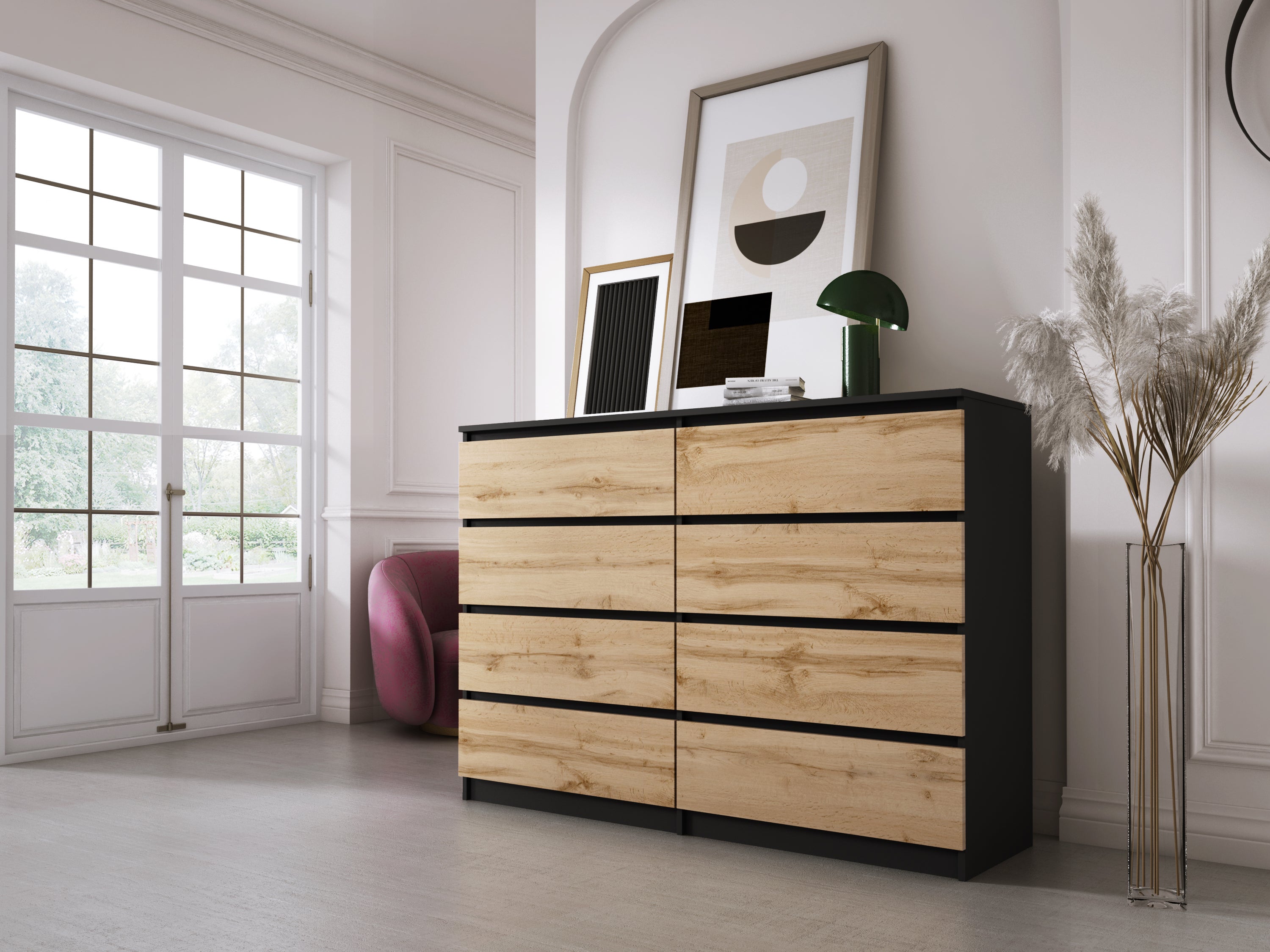 Commode/buffet Logan 2 Portes - 82x78x37 Cm - Noir Mat - Soft Close - Fabriqué En Allemagne - 3