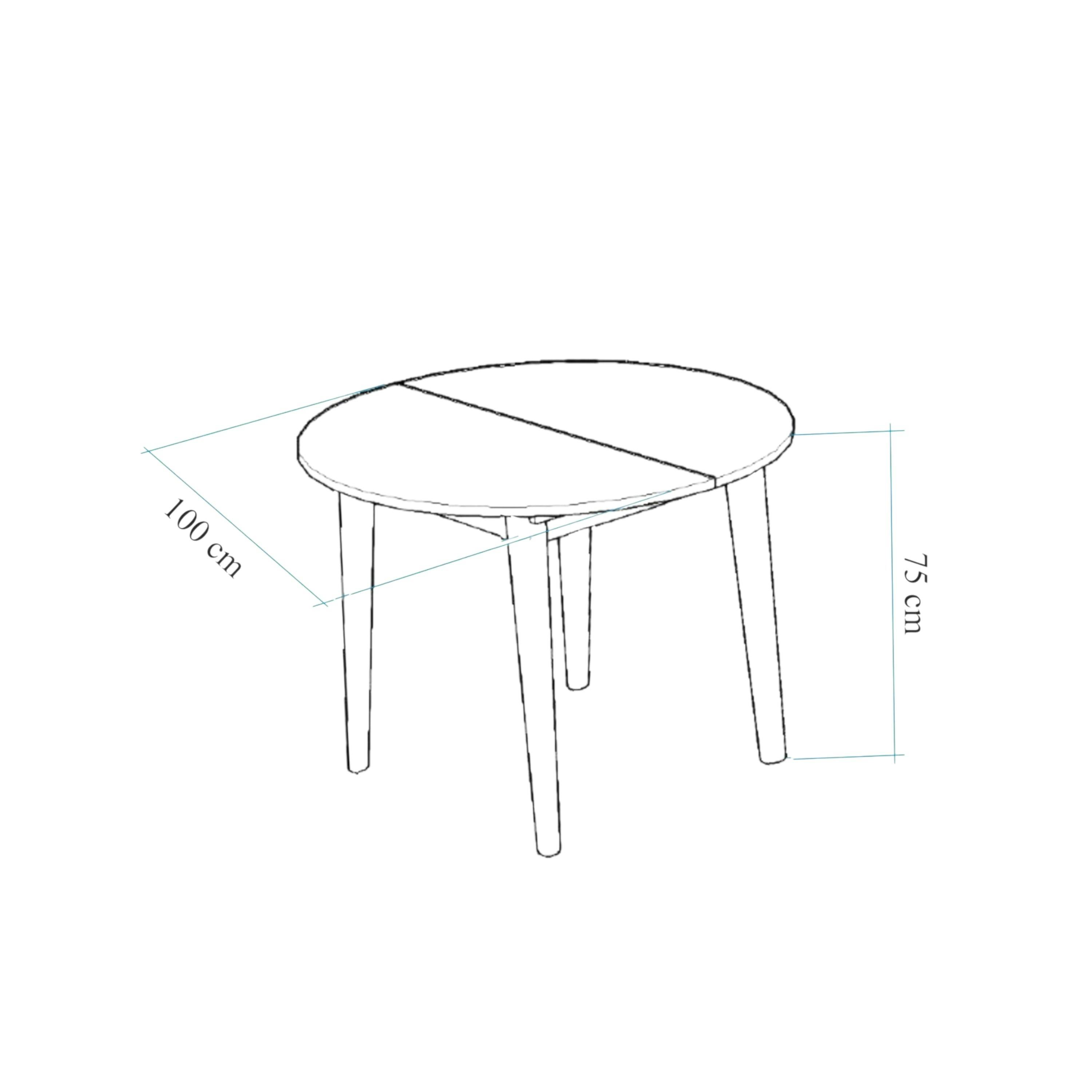 Table ronde extensible effet pin Ø100-131 cm ORINA - 7