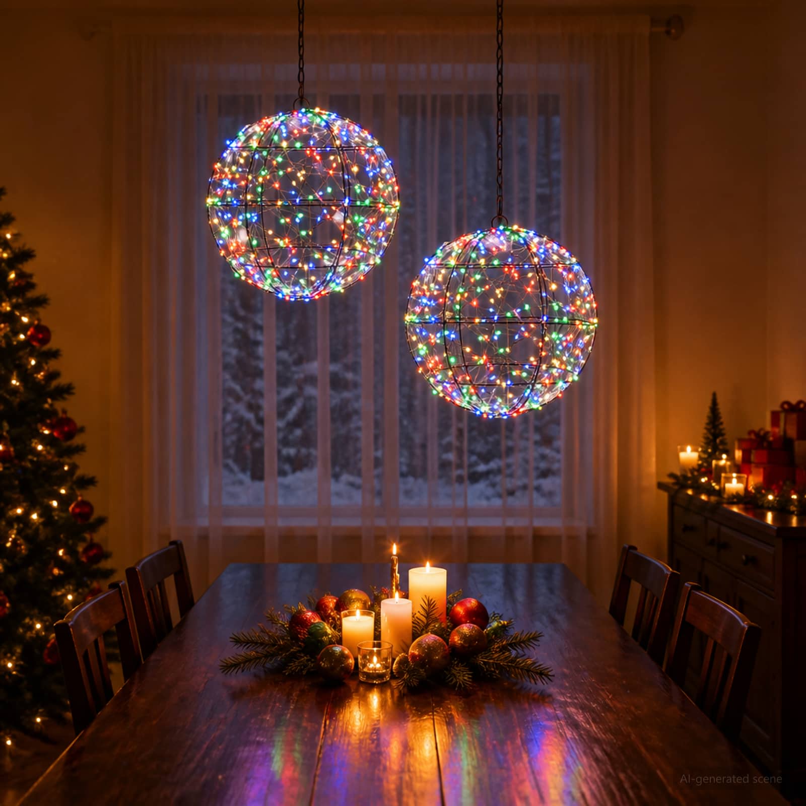 Vidaxl Luz De Adorno Navideño 2 Uds. 600 Led Multicolor Ø 30 X 32 Cm Negro , Leroy Merlin