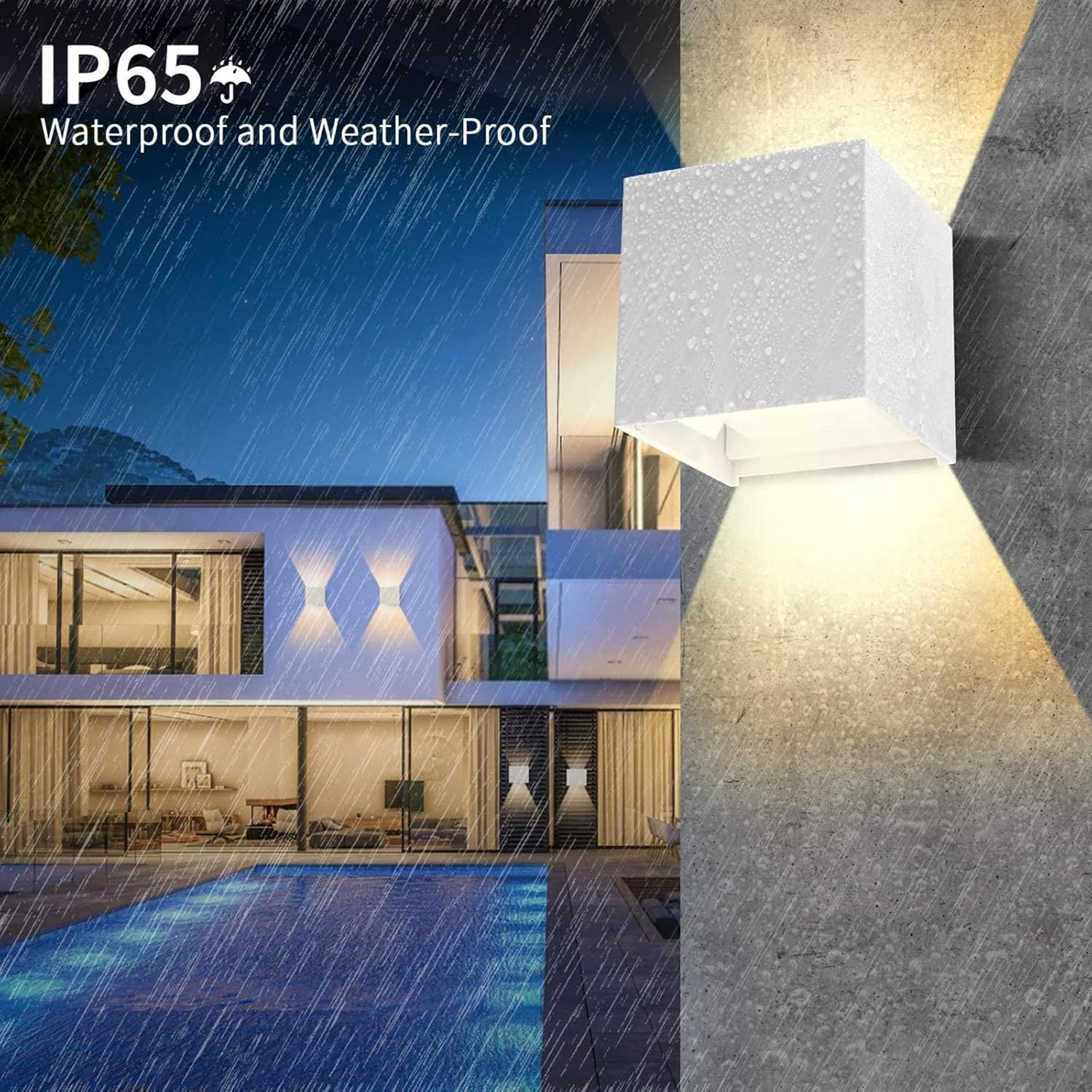 Applique murale extérieure/intérieure à faisceau lumineux réglable, cube LED étanche IP65, 22 W - 3