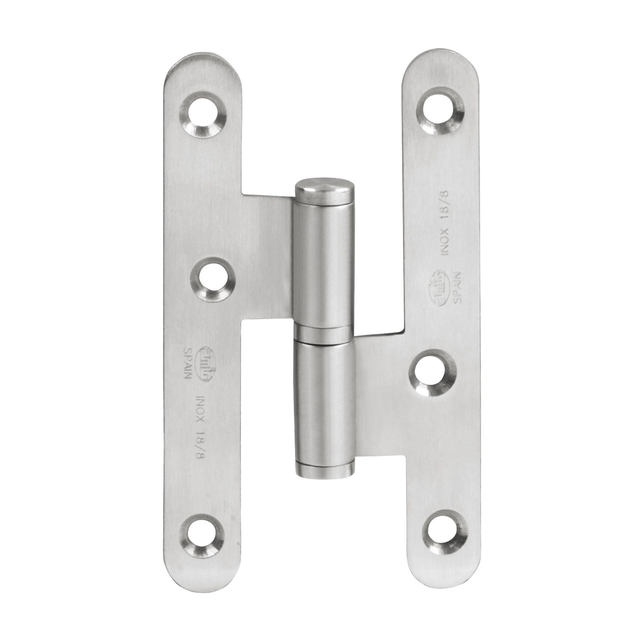 Pernio Tini de Pala Redonda en Acero Inoxidable 95x57mm Izquierdo para Puertas de Madera - Bricolaje y Herrajes Hogar Alta Resistencia