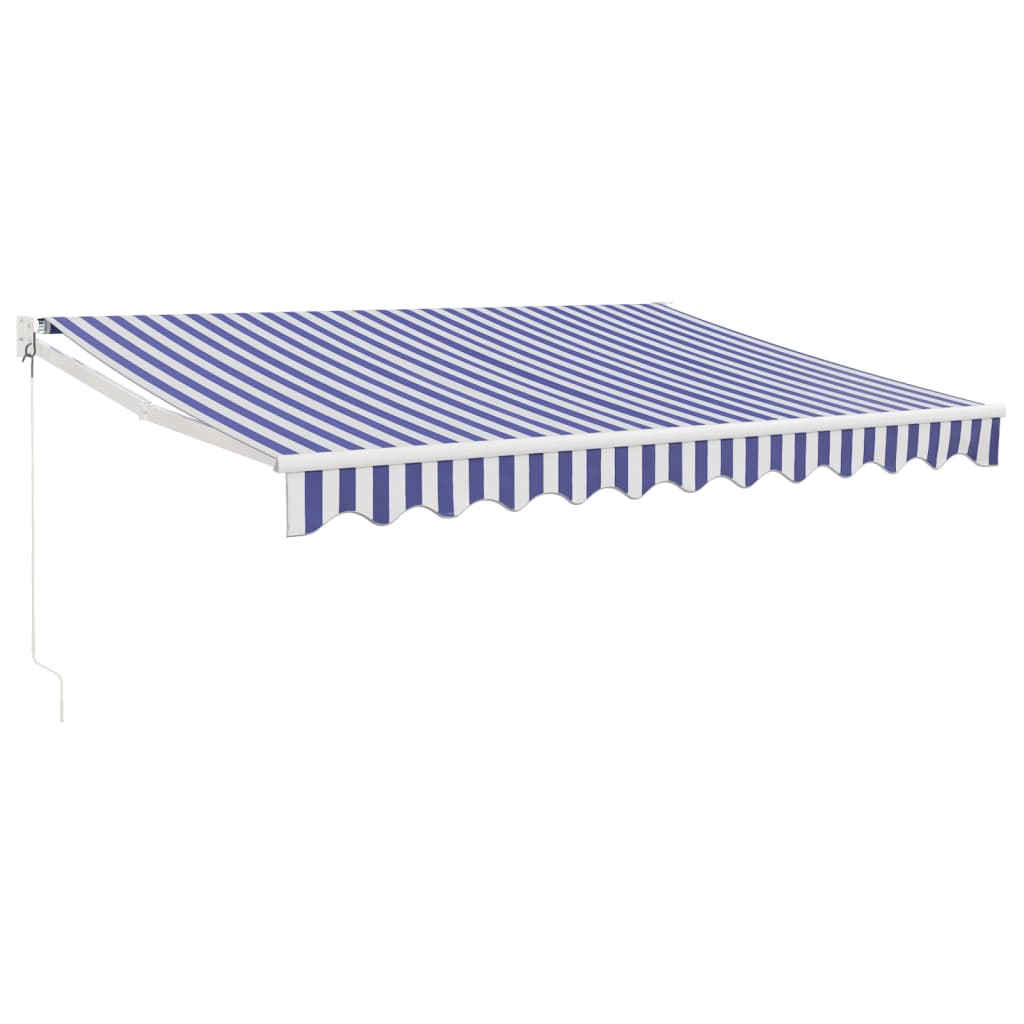 Toldo exterior | Toldo retrátil 3,5x2,5 m tecido e alumínio azul e branco CFW31651 - 2