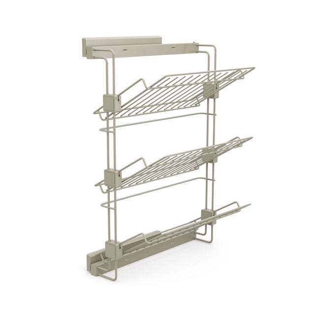 Emuca Porta scarpe estraibile laterale per armadi e cabine armadio Hack, Sinistra, Acciaio, Verniciato grigio pietra