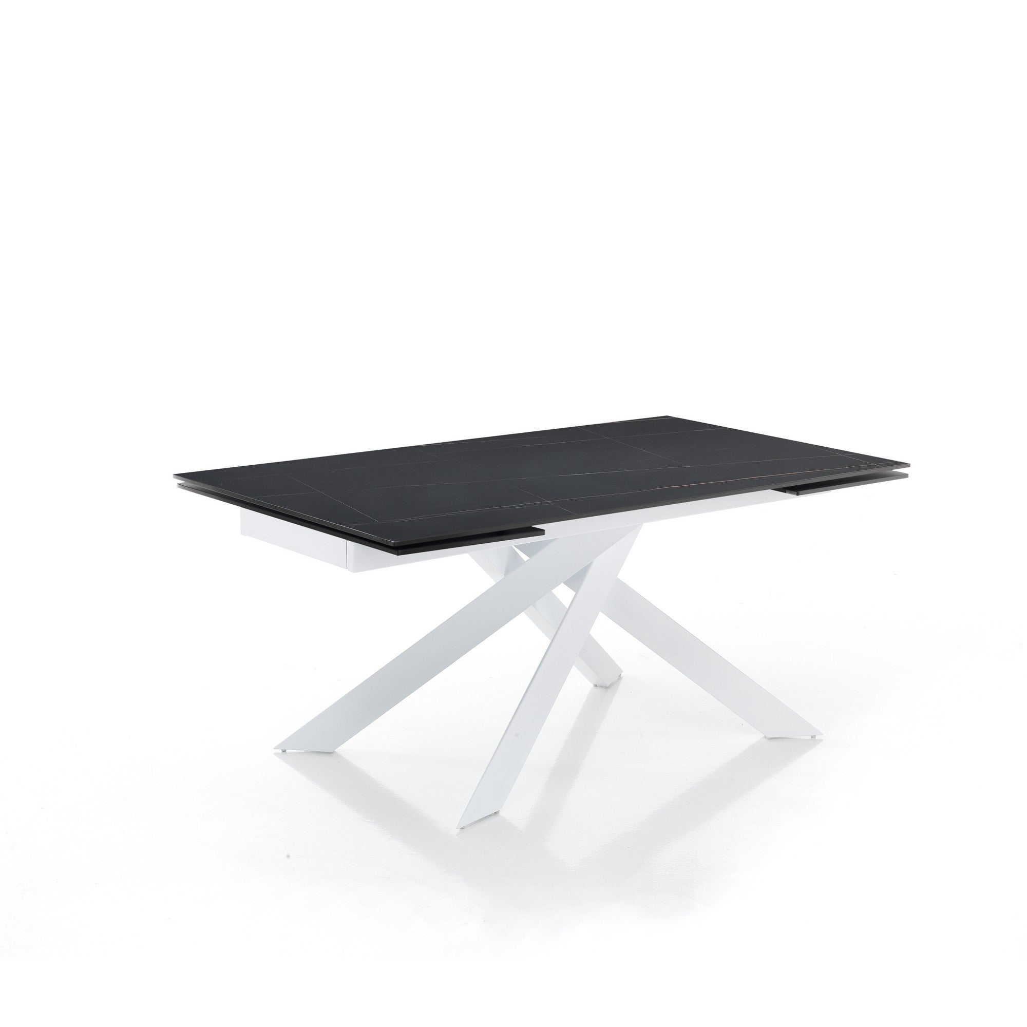 Stół rozkładany GIUKI MATT BLACK MARBLE z białej stali i czarnej ceramiki marmurowej H75 W160/200/240 D90 do jadalni
