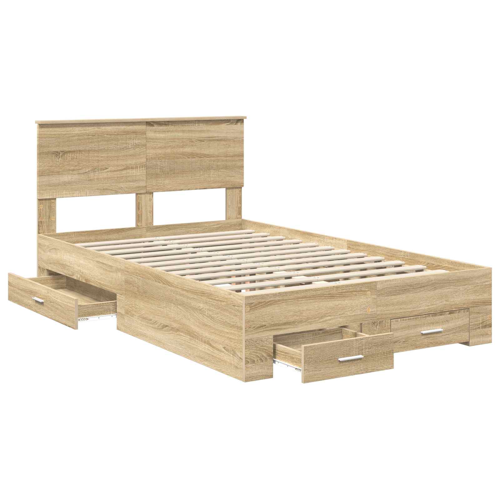 Cadre de lit chêne 120 x 200 cm en panneau de bois - 5