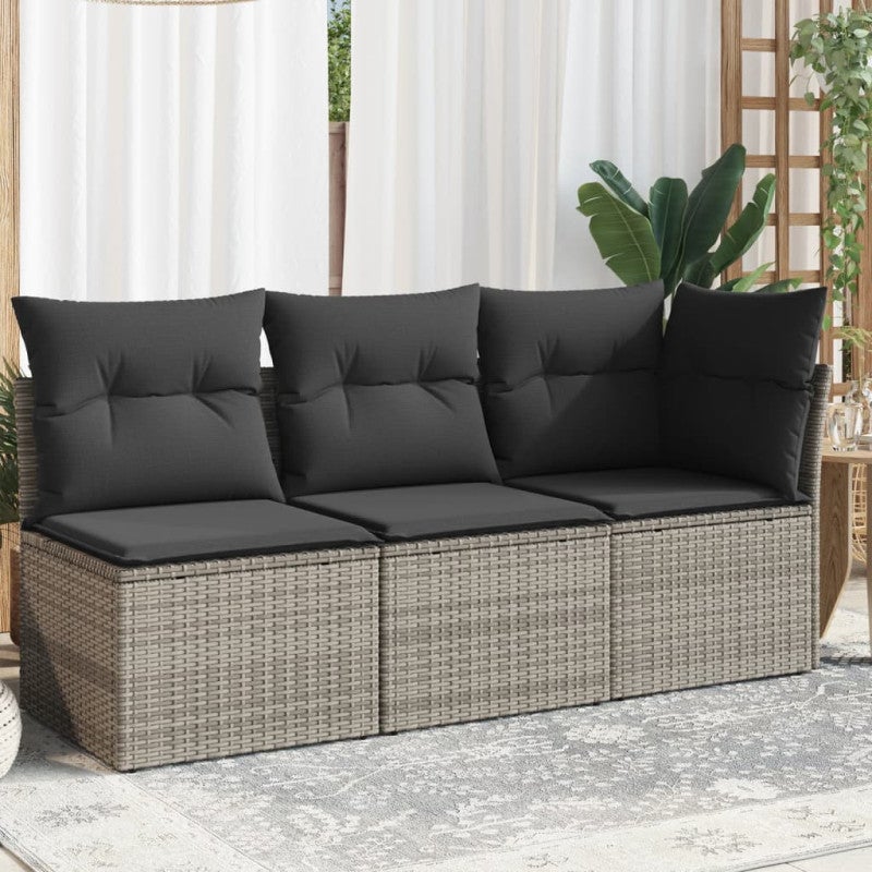 3-osobowa sofa ogrodowa z poduszkami, szara, polirattan vidaXL