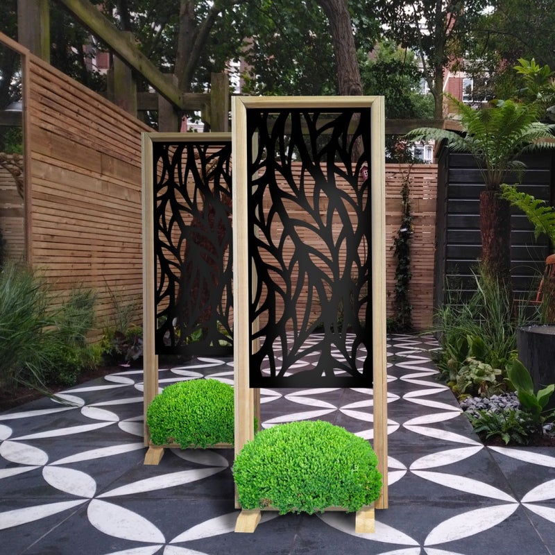 ALGA - Separè - Wolnostojący modułowy ekran - 70x190 cm - Z drewna i PCV, kolor wewnętrzny CZARNY