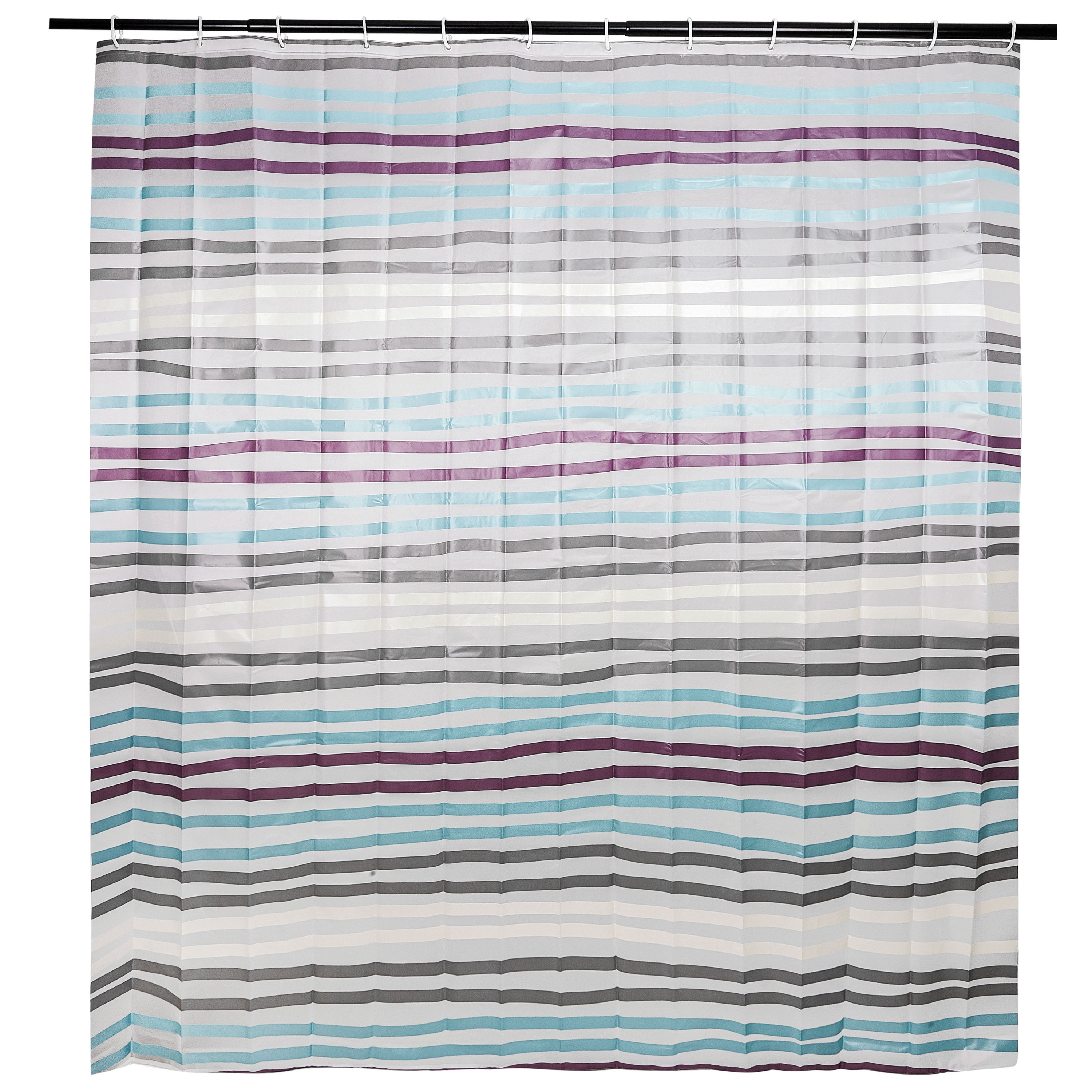Zasłona prysznicowa w biało-niebiesko-fioletowe paski LINES 180 x 200 cm - SENSEA