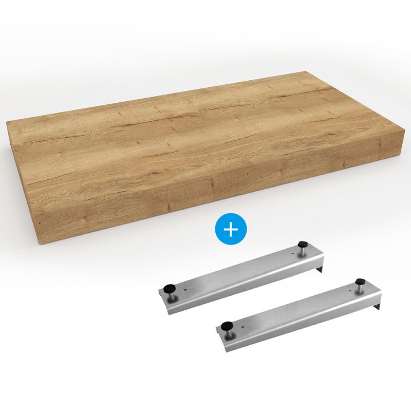 Egger Set Mobiletto Natural 120x8x50 cm + fissaggio per mobiletto 39,5 cm, Halifax rovere naturale marrone chiaro (DDO12050DH-FIX1) - 2