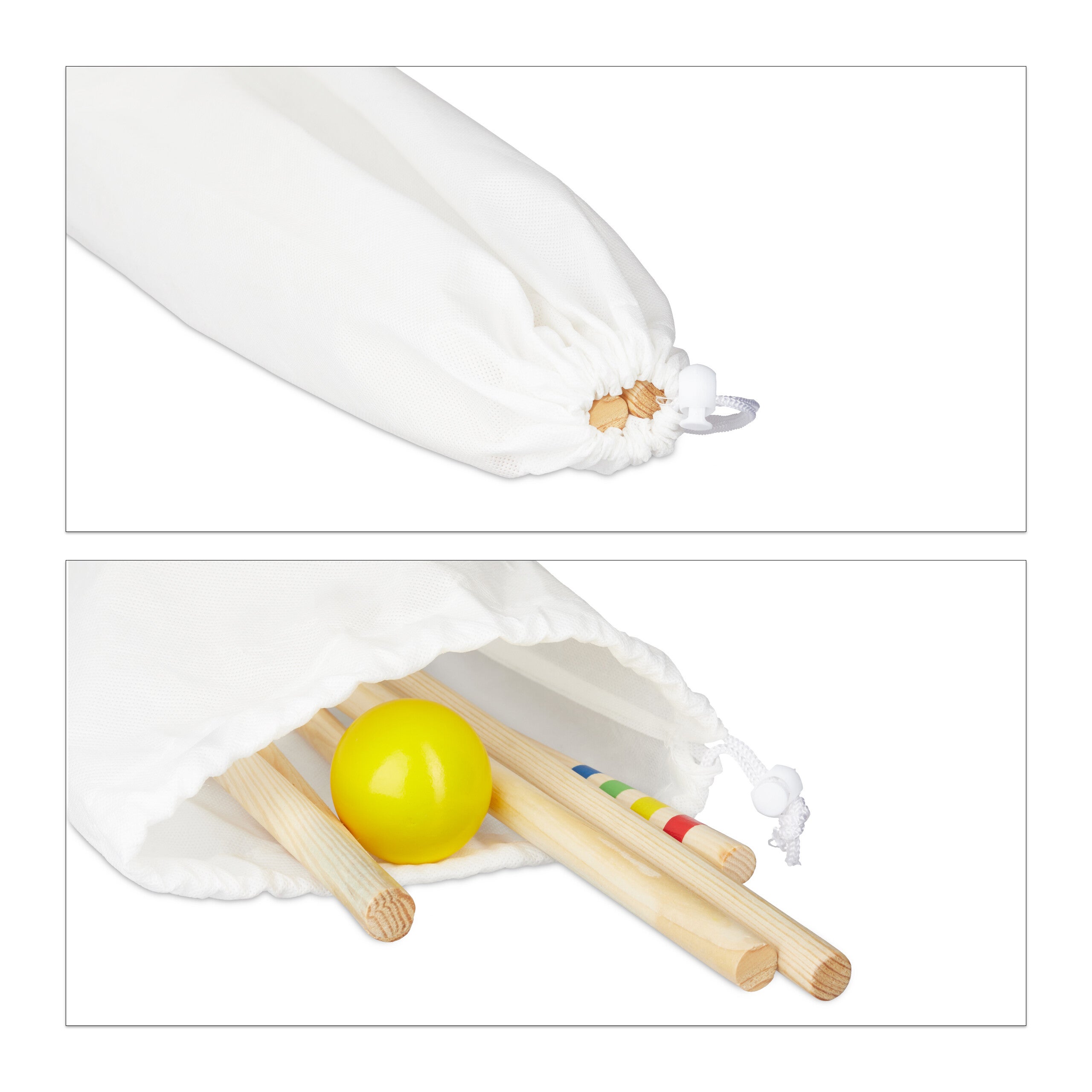 Jeu de croquet, 8 joueurs, enfants et adultes, set complet avec sac, maillets, multicolore, Relaxdays - 6