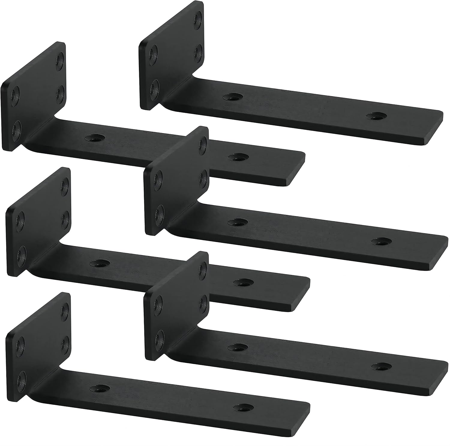 Uchwyt ścienny do półki 40 x 150 mm, grubość 4 mm, czarny, zestaw 6 uchwytów, bardzo wytrzymały uchwyt ścienny.