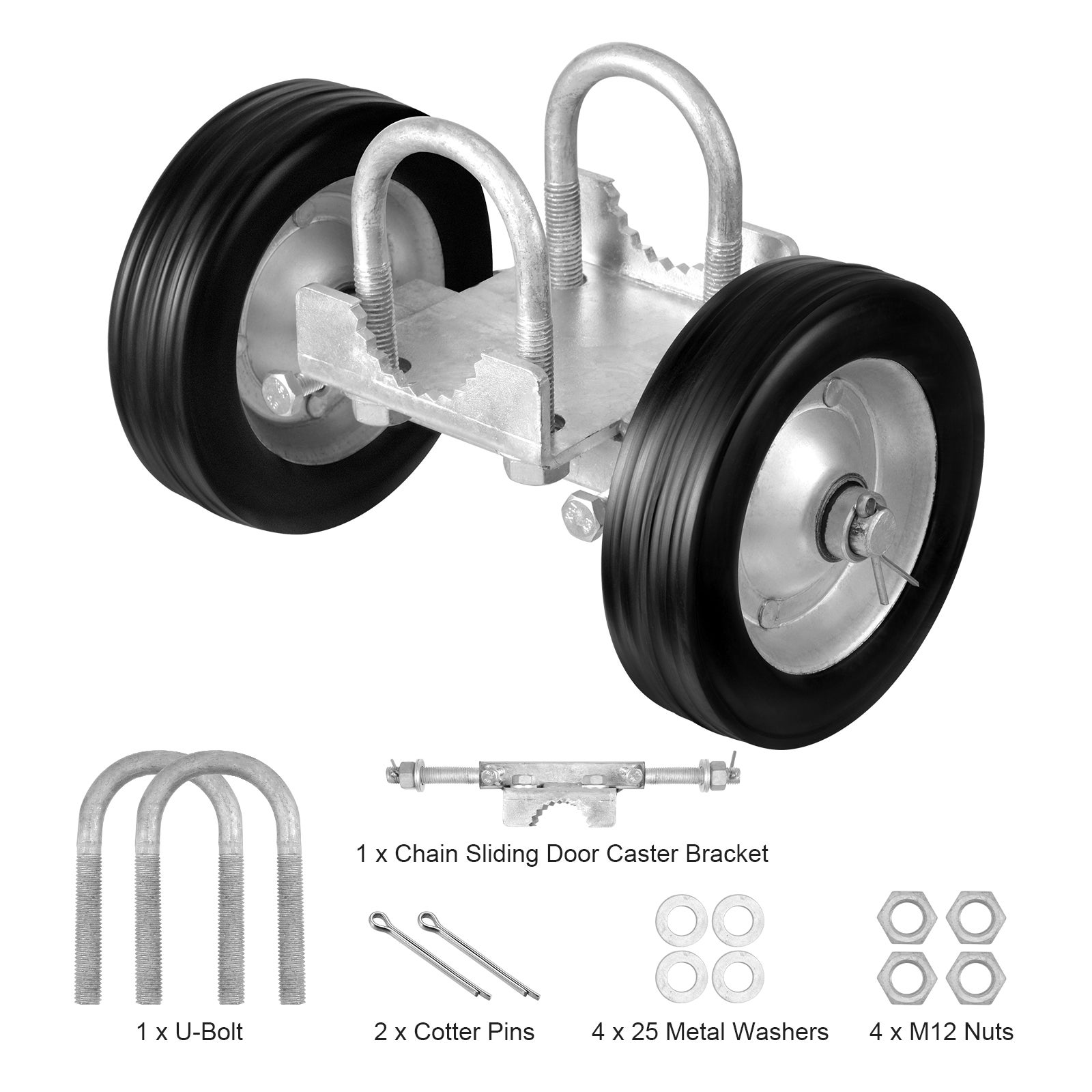 Kit Portail Coulissant 6 Pouces,VEVOR Quincaillerie Portail Roulant,Roulettes Universelles Réglables,Rouleau Guidage Robuste,Charge 600 lb,Noir - 9