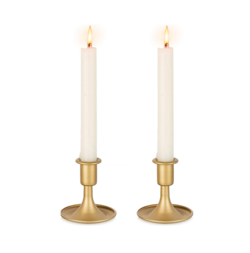 Bougeoirs vintage : lot de 2 bougeoirs coniques en métal pour petites bougies, parfaits pour un mariage, Noël ou la décoration intérieure.