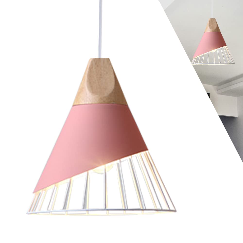 Różowy plafon w stylu vintage metalowa lampa sufitowa stylu industrialnym drewniany design retro żyrandol jadalni kuchni korytarza bez źródła światła