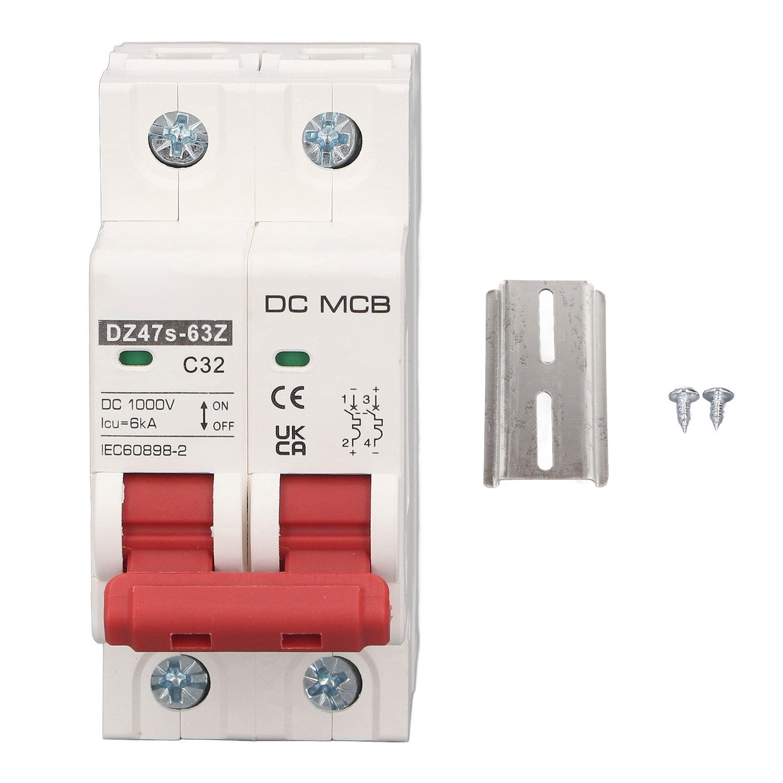 Mały wyłącznik nadprądowy 2p, zdolność wyłączania 6000A, system fotowoltaiczny MINI DC1000V 32A