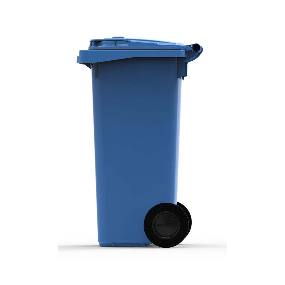 ESE France Conteneur Poubelle à déchets 2 roues - 120L - Robuste et Économique - 100% Recyclé - Bleu - Fabriqué en France - 4