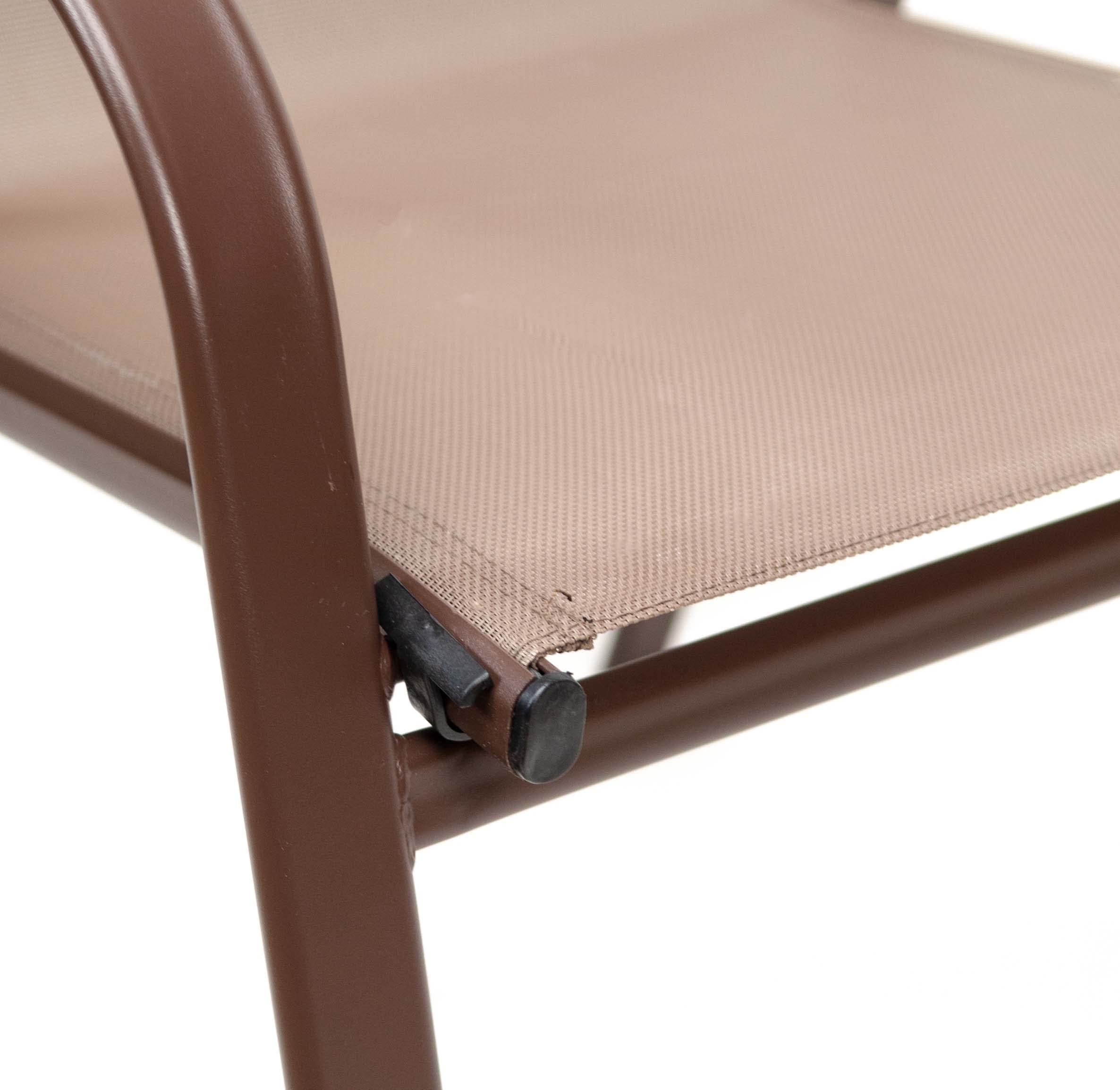 Pack de 2 Sillas de Metal con Lona Apilables para Jardín - Marrón - 5