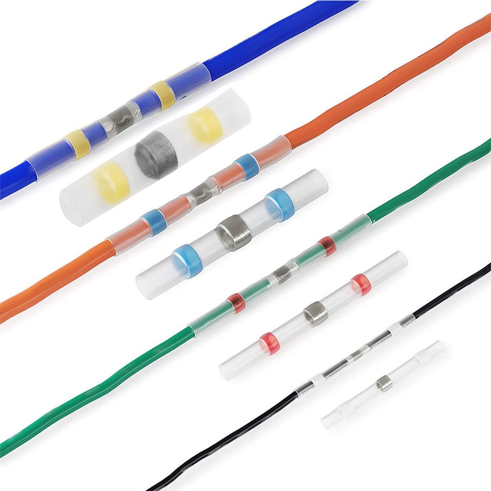 200 pezzi connettori per cavi saldati termorestringenti giunto di testa impermeabile isolato rapporto 2:1 - 3