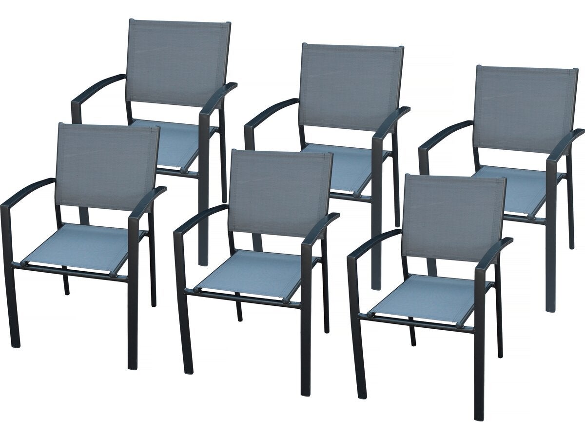 Lot de 6 chaises de jardin en aluminium "Lyraya" - Anthracite | Leroy