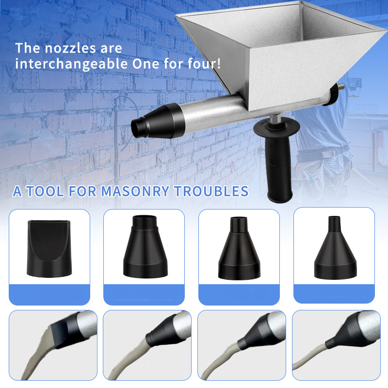 Pistolet à joint électrique portable, pistolet à ciment électrique, pour le jointoiement de mortier de murs et de sols en pierre, avec 4 buses - 7