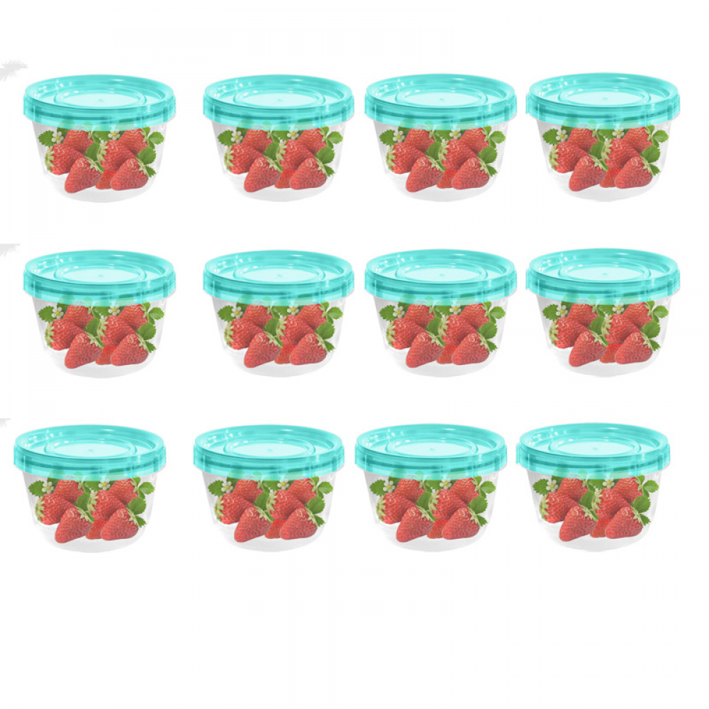 Hermetyczne słoiki do mrożenia – Hermetyczne słoiki do przechowywania | Przezroczyste niebieskie pojemniki, opakowanie 12 szt.