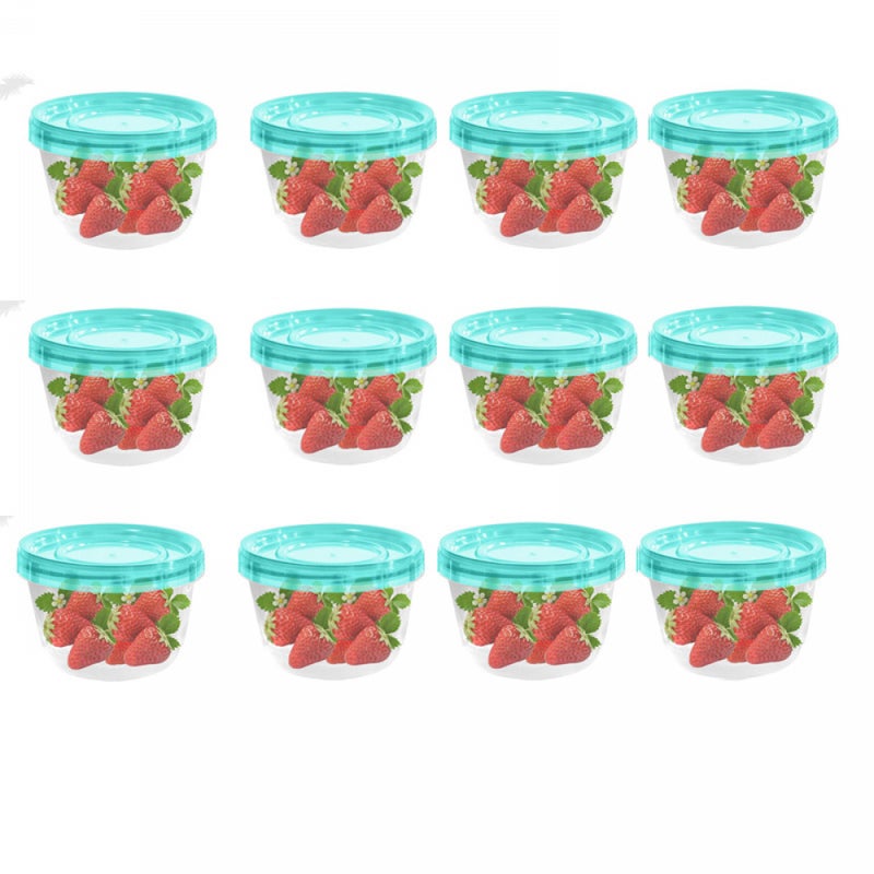 Hermetyczne słoiki do mrożenia – Hermetyczne słoiki do przechowywania | Przezroczyste niebieskie pojemniki, opakowanie 12 szt.