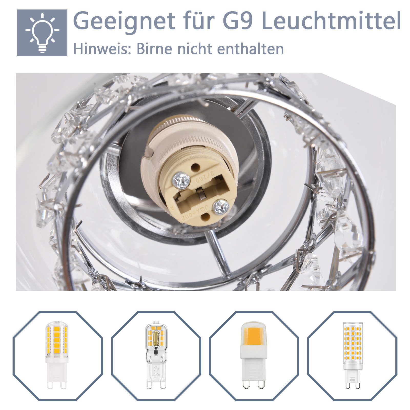 NETTLIFE Lampe Suspendue Pour Salle à Manger En Verre G9 Cristal Moderne à Hauteur Réglable - 3