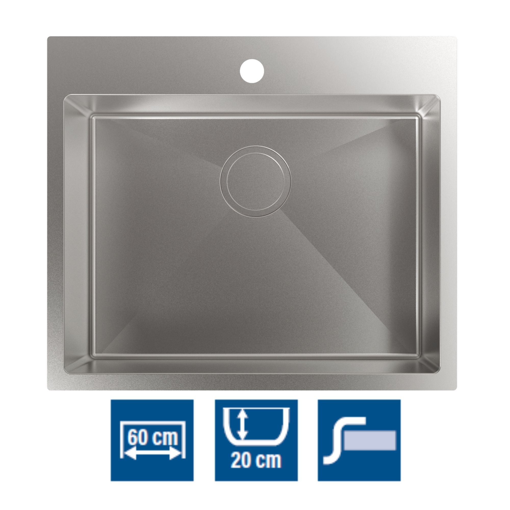 Cata  Fregadero Cbs-1 54-40 R10 1 Seno Cuadrado 59X51 Cm Base Fonoabsorbente Anticondensación Acero Inoxidable Acero Inoxidable, Leroy Merlin