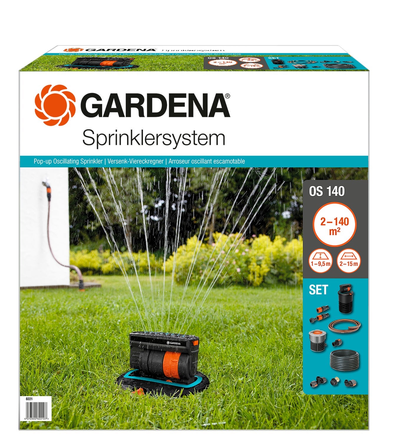 GARDENA Kit arroseur oscillant escamotable OS 140 (8221-20). - 3