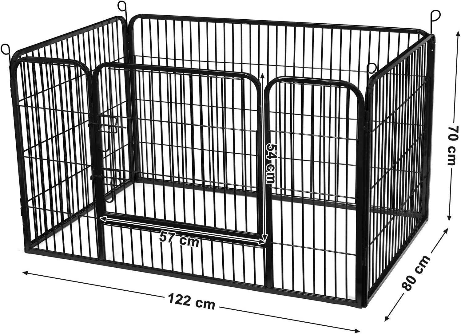 Jaula para perros de metal con una puerta - 122x80x70 cm, apta para interior y exterior, negro - 5