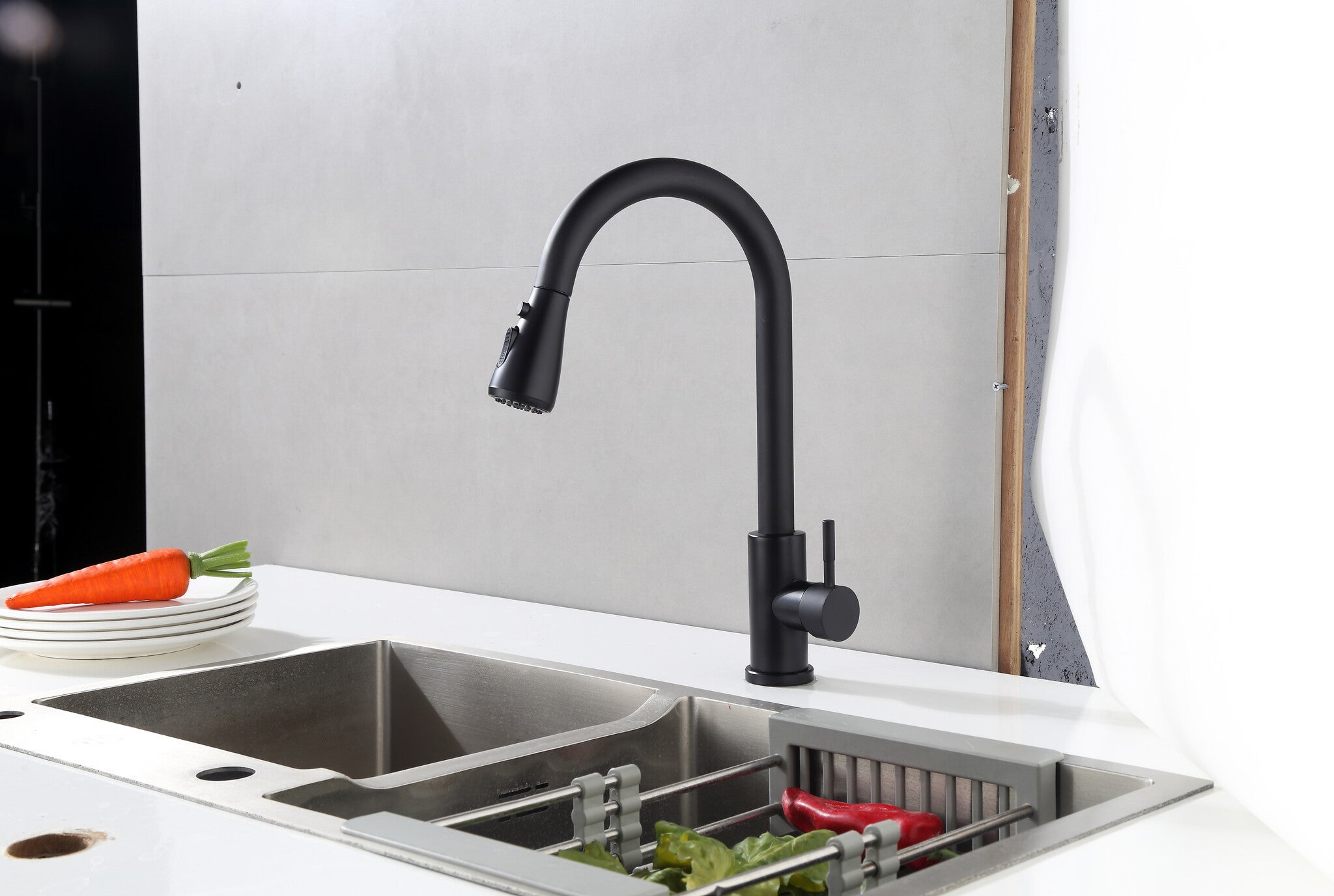 Nurion Robinet de cuisine Nurion noir mat avec bec | Leroy Merlin