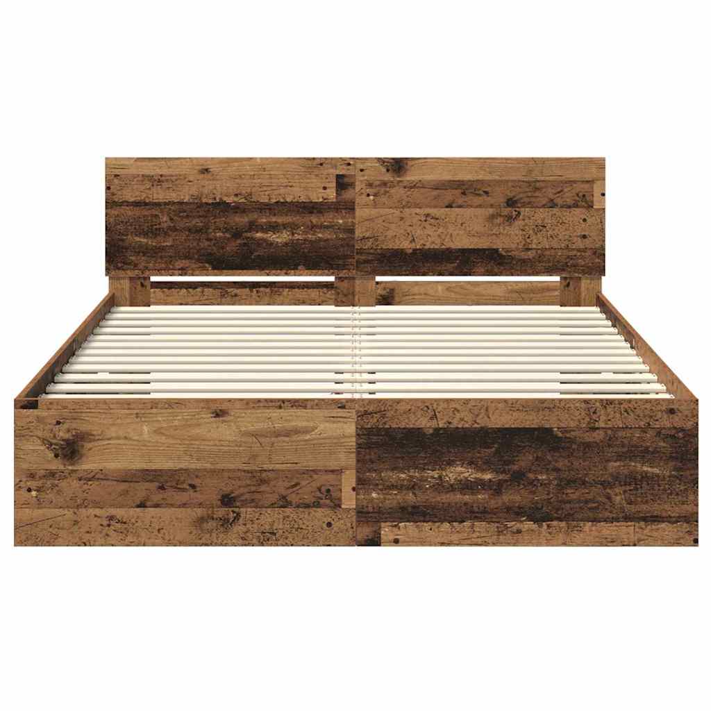 Cadre de lit en panneau de bois bois ancien pour la chambre, 150 × 200 cm - 6
