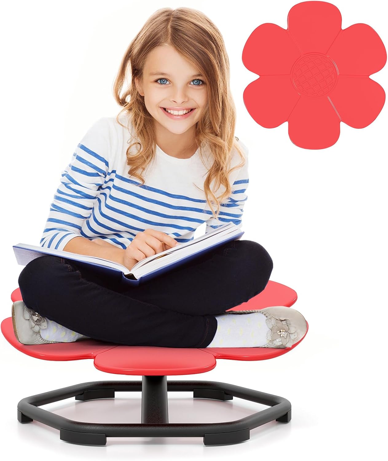 Karuzela, Obrotowe Krzesełko dla Dzieci, Krzesełko Sensoryczne, Tor Motoryczny, Zabawki Rozwijające Koordynację Ruchową i Równowagę (Niebieski Płatek)