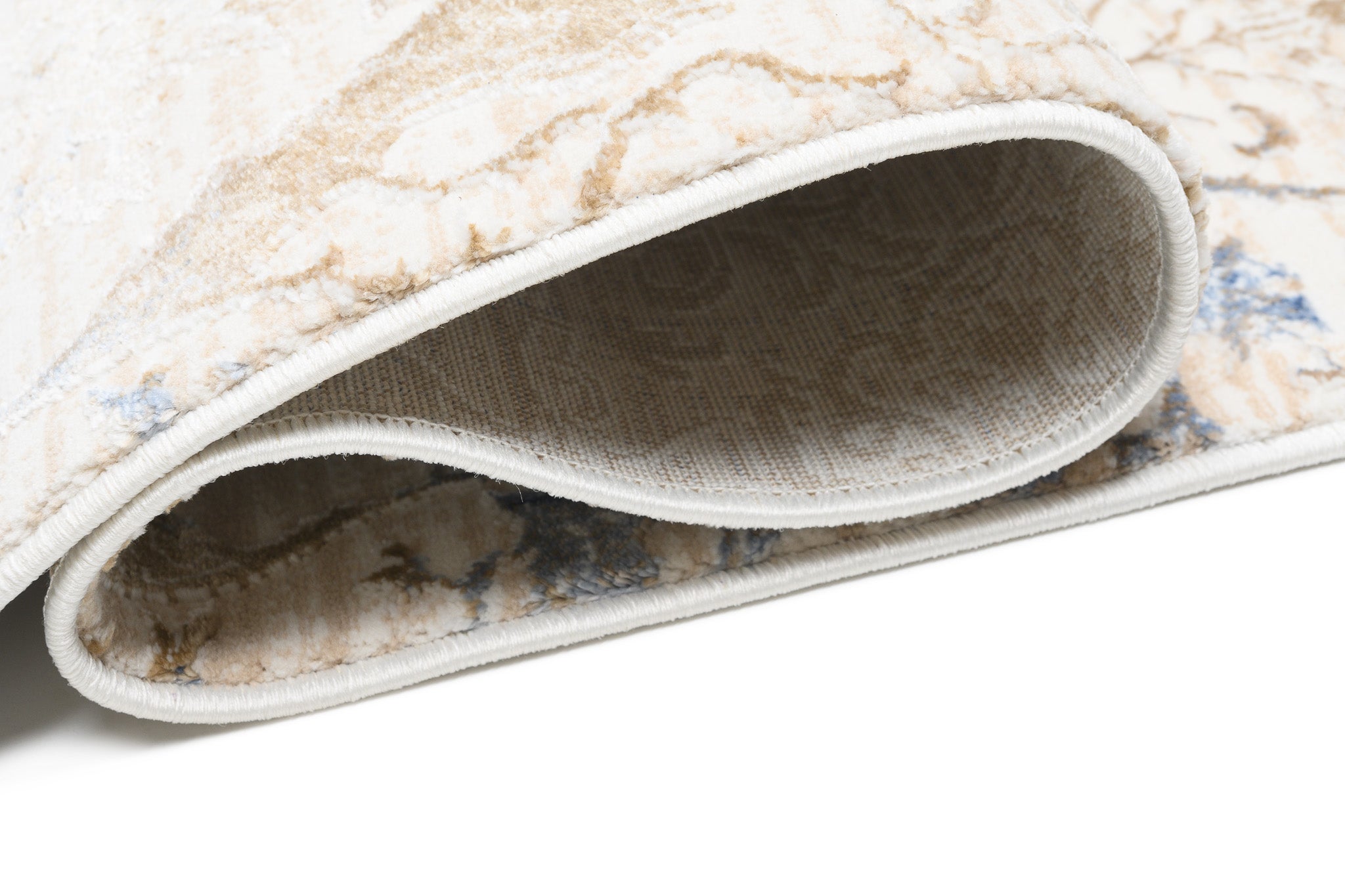 TAPISO Hera Tapis Salon Chambre Brillant Crème Beige Bleu Vintage Ornamental Floral Moucheté Effet 3D OEKO-TEX 80 x 150 cm - 3