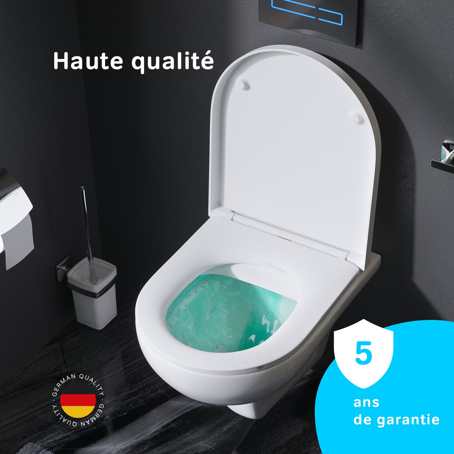Pack WC suspendu bâti mural et cuvette Plaque Round Noire Pack WC Bati-support AM.PM Like - 4