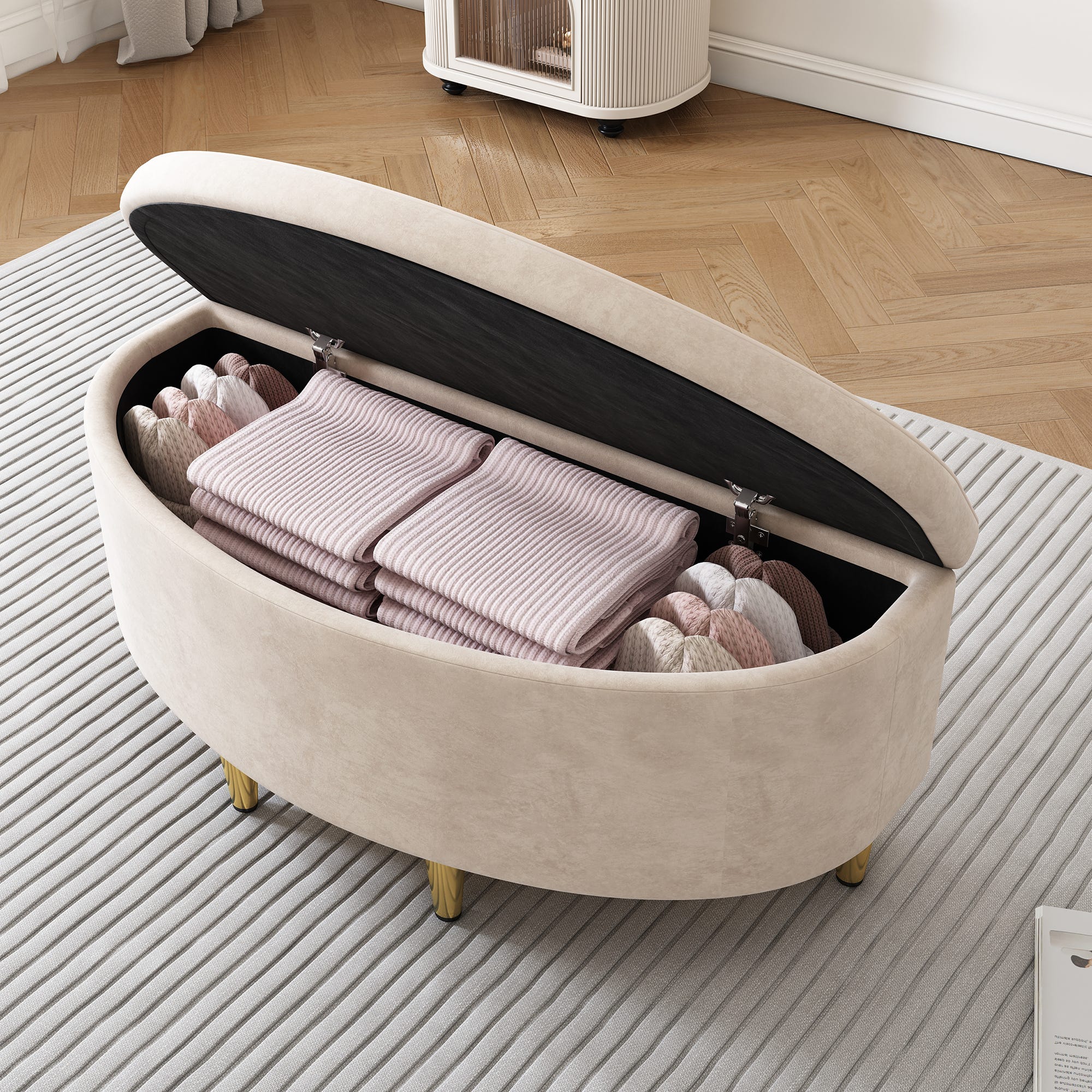 Banc De Rangement Velours Coffre Int gr 90x40x42cm Pieds M tal Beige banc-de-rangement-velours-coffre-int-gr-90x40x42cm-pieds-m-tal-beige