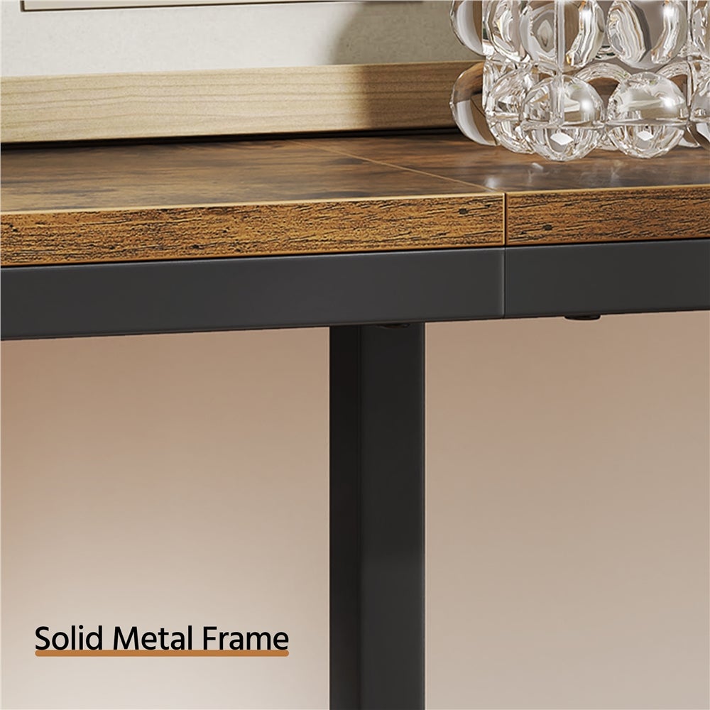 Table Console Longue Moderne Meuble d'entrée Allongée en Bois pour Couloir Salon, Marron Rustique Yaheetech - 8