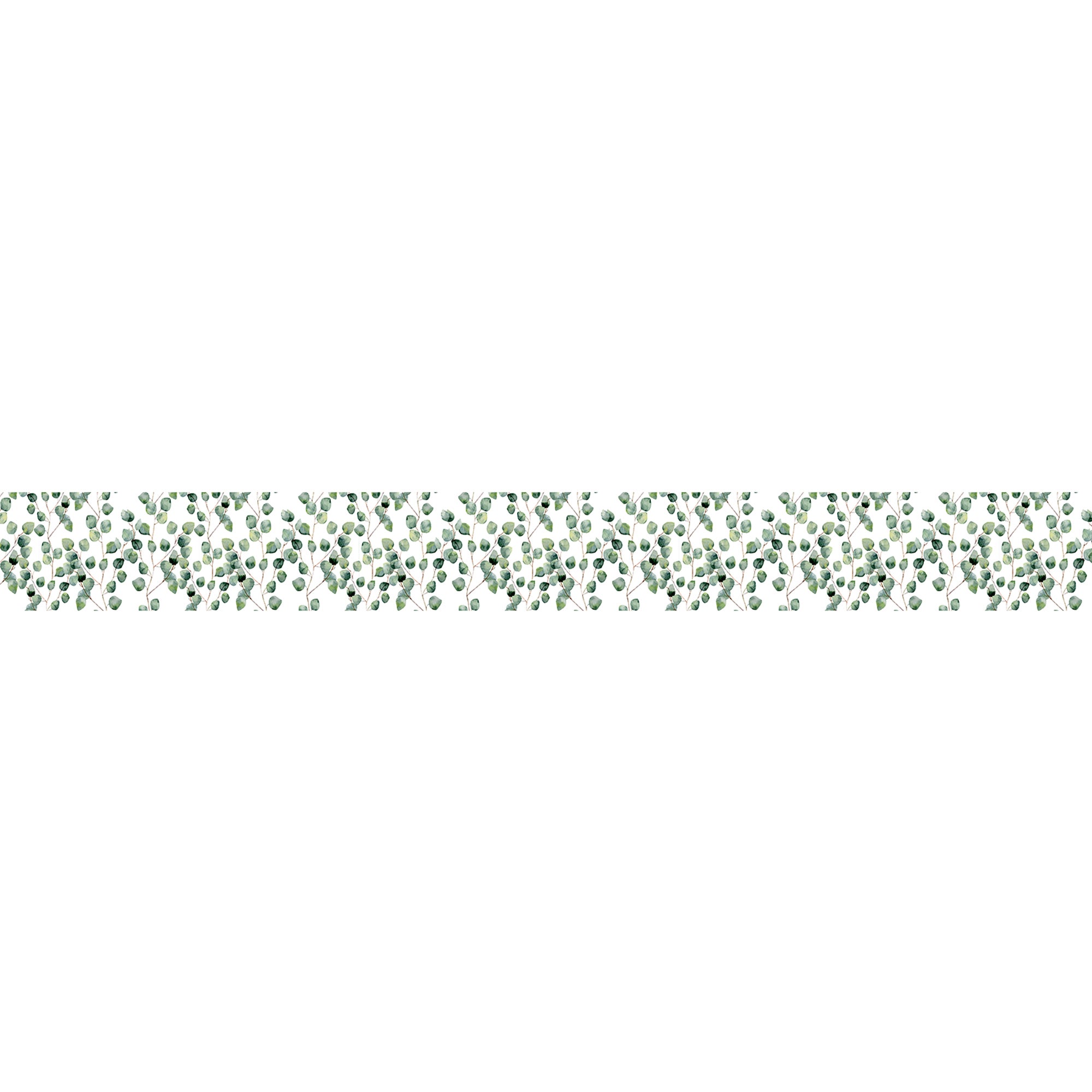 Friso adhesivo decorativo, pequeñas hojas verdes estilo acuarela, 9 cm x 300 cm - 2