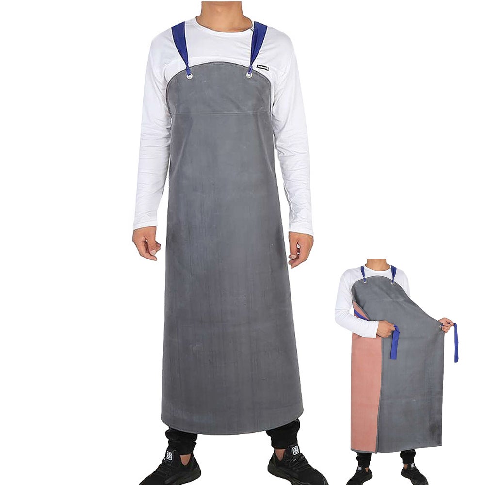 Grembiule lungo e spesso da uomo in gomma, impermeabile e