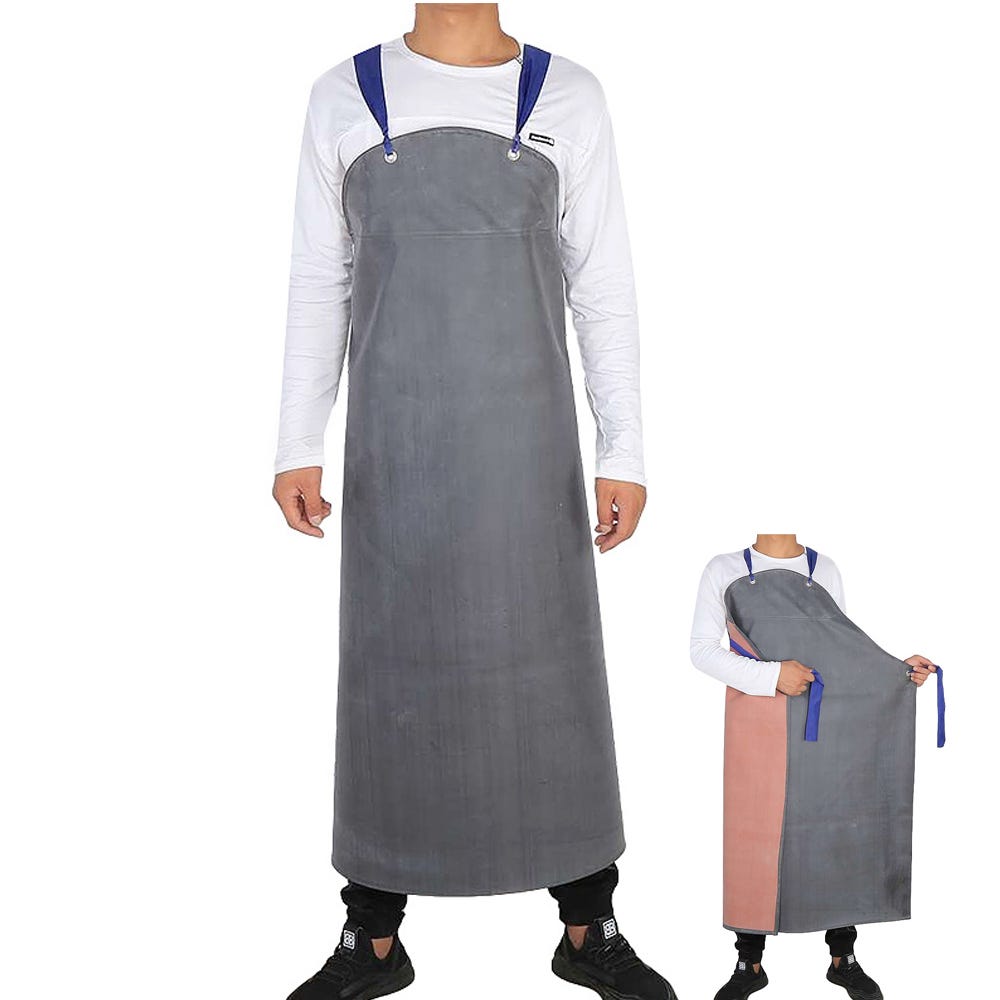 Grembiule lungo e spesso da uomo in gomma, impermeabile e