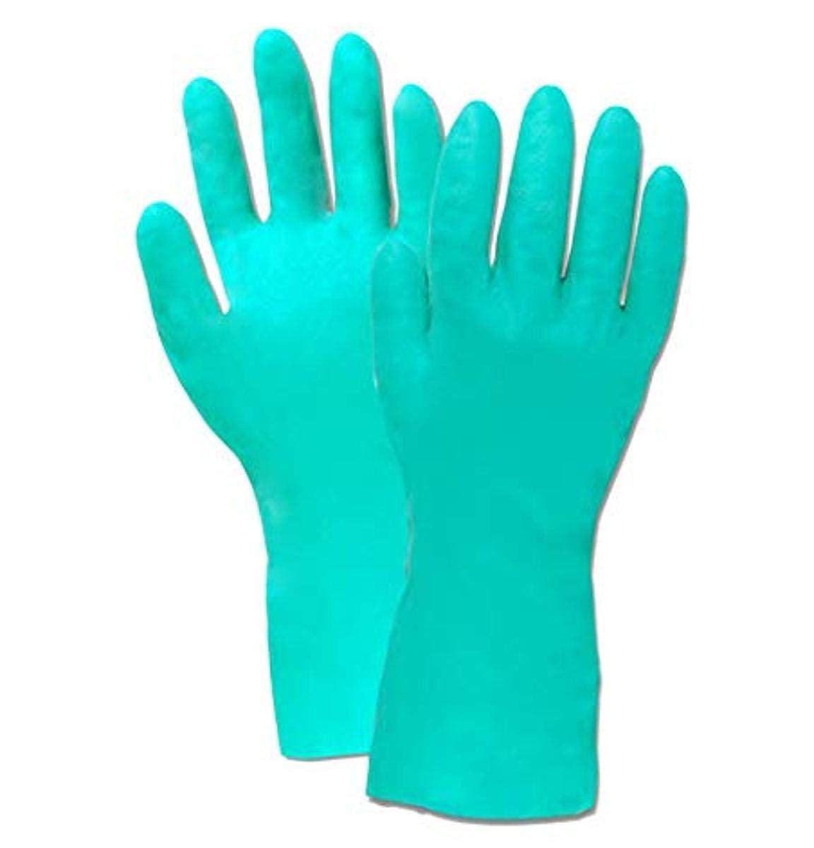 Rękawiczki nitrylowe – odporne na działanie chemikaliów, olejów i pestycydów; nadają się do sprzątania w domu itp. – zielone, 1 para, 33 cm, rozmiar
