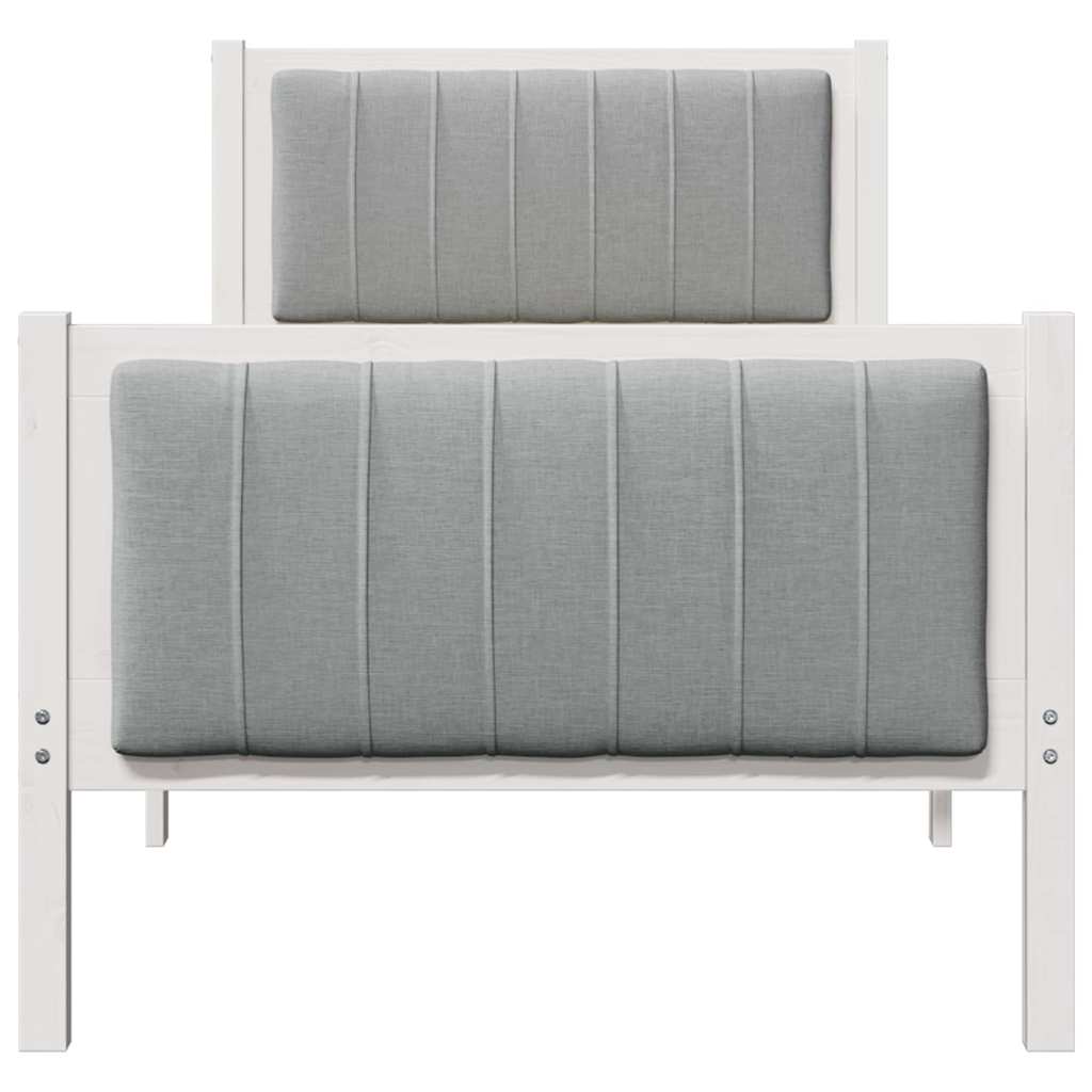 Cadre de lit en bois massif de pin blanc et gris clair pour la chambre, 75 × 190 cm - 5