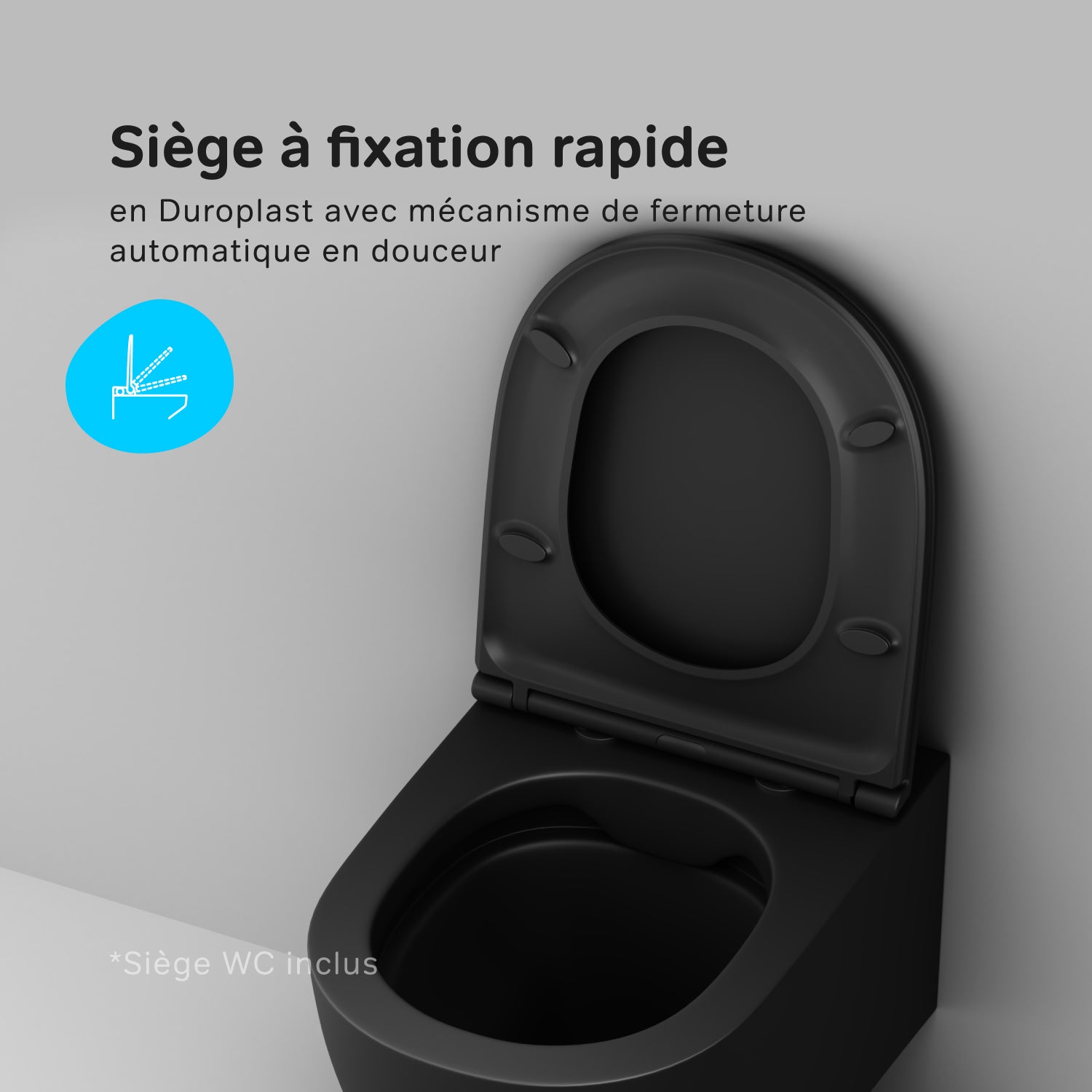 Pack WC suspendu bâti mural et cuvette Plaque Round Noire Pack WC Bati-support AM.PM X-Joy S - 10